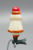 Советская елочная игрушка на прищепке «Марфушечка» в желтой шубке, по сказке «Морозко», стекло, 1950-60 гг.