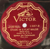 Антикварная пластинка Ф.Шопен, Я. Падеревский, этюды, 1937г., фортепиано