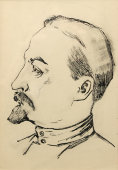 Графический портрет в профиль «Дзержинский Ф. Э.», паспарту, багет, стекло