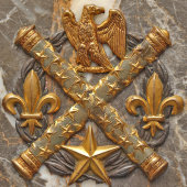 Старинная настольная плакетка «Наполеоновский орёл»​, мрамор, металл, Европа, 19 в.