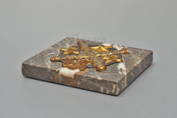 Старинная настольная плакетка «Наполеоновский орёл»​, мрамор, металл, Европа, 19 в.