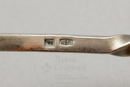 Ложка десертная свадебная с витой ручкой, советское серебро, 916 пр., СССР, 1950-60 гг.