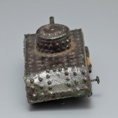 Старинная ёлочная игрушка военного времени «Танк», картон, СССР, 1940-е