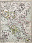 Старинная карта «Государство Балканского полуострова»