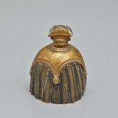 Старинный настольный колокольчик для вызова прислуги в виде мужской фигуры в шляпе и накидке, бронза, Европа, 19 в.