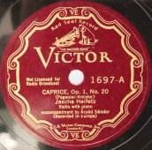 Пластинка Made in USA: Jascha Heifetz – Caprice, Op. 1, No. 20 / Caprice, Op. 1, No. 13 1930-е