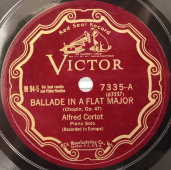 Шопен, «Баллада No. 3, ля-бемоль мажор» исп.  Альфред Корто - пианино, 1920-е годы. Пластинка большого размера. Редкость! США. Victor Records