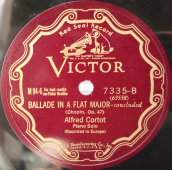 Шопен, «Баллада No. 3, ля-бемоль мажор» исп.  Альфред Корто - пианино, 1920-е годы. Пластинка большого размера. Редкость! США. Victor Records
