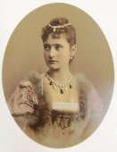 Старинная хромолитография «Государыня Императрица Александра Федоровна», паспарту, багет, стекло, к. 19, н. 20 в.