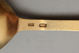 Чайная серебряная ложка с разноцветными эмалями, советское серебро, 875 пр., 1950-60 гг.