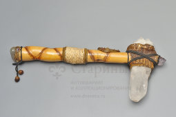 Сувенирный декоративный каменный топор, природный минерал, бамбук