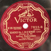 Шопен, «Скерцо No. 1, си минор» исп. Артур Рубинштейн - пианино, 1920-е годы. Пластинка большого размера. Редкость! США. Victor Records