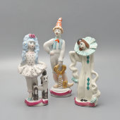 Комплект статуэток по мотивам сказки А. Н. Толстого «Золотой ключик»: Мальвина, Буратино и Пьеро, скульптор Щербина В. И., Киевский ЭКХЗ, 1990-е
