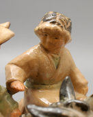 Скульптура «Путники на ослах», Гжельская керамика, СССР, 1960-е