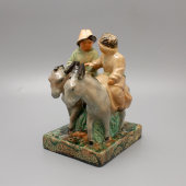 Скульптура «Путники на ослах», Гжельская керамика, СССР, 1960-е