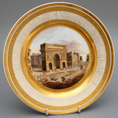 Фарфоровая тарелка «Триумфальная арка», Европа, 19 в.