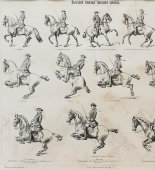 Старинная гравюра «Выездка лошади. Высшая школа», Большая энциклопедия, Россия, к. 19, н. 20 вв.