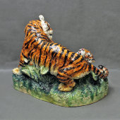 Большая интерьерная скульптура «Тигры», скульптор Наталья Щукина, Конаковский фаянс, 1980-90 гг.