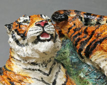 Большая интерьерная скульптура «Тигры», скульптор Наталья Щукина, Конаковский фаянс, 1980-90 гг.