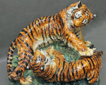Большая интерьерная скульптура «Тигры», Конаковский фаянс, 1980-90 гг.