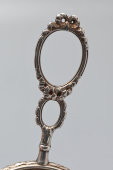 Старинная лупа, увеличительное стекло в серебряной оправе с ручкой, Европа, нач. 20 в.