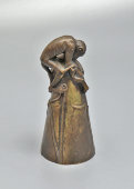 Старинный настольный колокольчик с обезьянкой для вызова прислуги, бронза, Европа, 19 в.