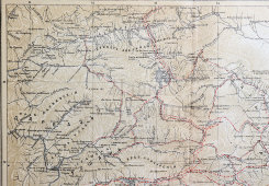 Старинная карта Памира в раме, карт. зав. Я. М. Лапинера, Россия, к. 19, н. 20 вв.