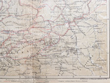 Старинная карта Памира в раме, карт. зав. Я. М. Лапинера, Россия, к. 19, н. 20 вв.