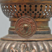 Старинная керосиновая лампа «Цветочный букет», Франция, горелка компании Hugo Schneider (Германия), кон. 19, нач. 20 вв.