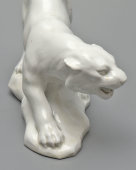 Статуэтка «Пантера», пробная работа, скульптор Блохин В. И., подпись автора в тесте, фарфор, ЛФЗ, 1946 г.
