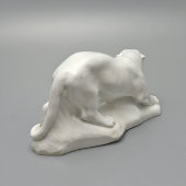 Статуэтка «Пантера», пробная работа, скульптор Блохин В. И., подпись автора в тесте, фарфор, ЛФЗ, 1946 г.