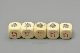 Винтажный набор игральных костей для покера (Poker d'As), реклама Cognac Renault, бакелит, картон, Франция, 1930-50 гг.