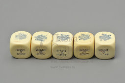 Винтажный набор игральных костей для покера (Poker d'As), реклама Cognac Renault, бакелит, картон, Франция, 1930-50 гг.