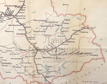 Старинная почтово-телеграфная карта Пермской губернии, картографич. зав. П. Ф. Петш, Санкт-Петербург, 1900-е