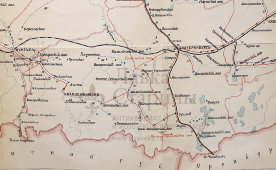 Старинная почтово-телеграфная карта Пермской губернии, картографич. зав. П. Ф. Петш, Санкт-Петербург, 1900-е