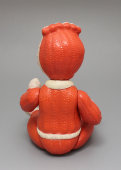 Советская игрушка, кукла «Девочка в красном костюмчике» на резинках, целлулоид, Охтинский химкомбинат, 1950-е