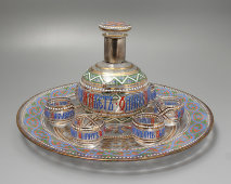 Подарочный алкогольный питьевой набор из графина и 6 рюмок, стекло, Россия, 2000-е