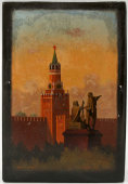 Шкатулка папье-маше с изображением Кремля, Федоскино, 1983 г.