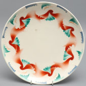 Фарфоровая столовая тарелка из сервиза «Турандот», автор рисунка Подрябинников Т. З., аэрограф, Вербилки, 1927-32 гг.