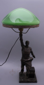 Агитационная настольная лампа с зеленым абажуром «Рабочий», СССР, 1940-50 гг.