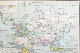 Старинная карта «Колониальные владения европейских государств», картограф-е зав-е А. Ильина, 1900-е