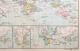 Старинная карта «Колониальные владения европейских государств», картограф-е зав-е А. Ильина, 1900-е