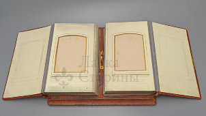 Старинный фотоальбом для гостиной в кожаном переплете и латунным замком, Россия, 19 в. 