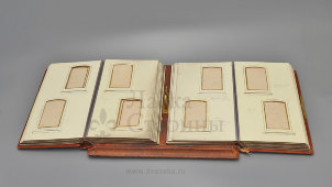 Старинный фотоальбом для гостиной в кожаном переплете и латунным замком, Россия, 19 в. 