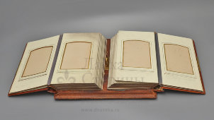 Старинный фотоальбом для гостиной в кожаном переплете и латунным замком, Россия, 19 в. 