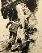 Рисунок-иллюстрация «Подводники», ​СССР, 1950-60 гг., бумага, акварель