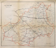 Старинная почтово-телеграфная карта Тверской губернии, картографич. зав. П. Ф. Петш, Санкт-Петербург, 1900-е
