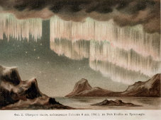 Старинная гравюра «Северное или полярное сияние», Большая энциклопедия, Россия, к. 19, н. 20 вв.