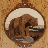 Большие нарды ручной работы «Медведь», карельская береза, Россия, 2000-е