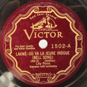 Патефонная пластинка, 1943 год,  Made in USA: Lily Pons, Delibes – Où Va La Jeune Indoue / Là-Bas, Dans La Forêt 